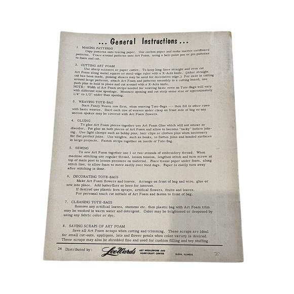 Vintage Art Foam Bag & Flower Creations Pattern Booklet Woven Sponge Strips 1961 - Picture 2 of 5